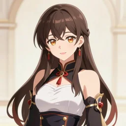 high quality anime-style image of a beautiful woman, wearing an elegant outfit, trending