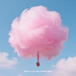 “cotton candy sky, album art in the style of James Jean”