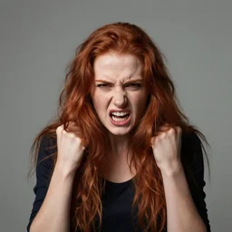 young red headed woman in a hunger induced fit of rage
