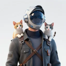 futuristic time traveller with cat companion on his shoulder, in 1 9 3 0 s new york, shot on old film, black and white, distant shot