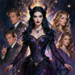 dark sorceress by james jean, charlie bowater, tom bagshaw, nikolay makovsky, melanie delon : : enchanting, ethereal, magical, glowing, sparkle, prismatic, iridescent, portrait, character design, illustration, hyperrealism, photorealism, digital art, concept art, dark fantasy, whimsy, weta, wlop, artstation