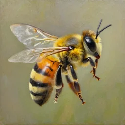 portrait of a humanoid bee, oil on canvas