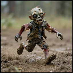 kodak portra 4 0 0, 5 0 mm leica summicron f 1. 2, action photography, long shot, dirty lenses, award winning macro photo of a muddy zombie running fast on mud, fast shutter speed, motion blur, tiny gaussian blur, highly detailed, highly intricate, depth of field, national geographic, 4 k