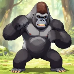 gorilla punching, anime style