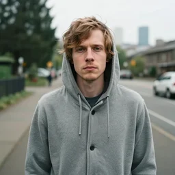 bon iver homeless man in portland. photograph.
