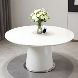 luxurious white modern table with flower vase and iphone