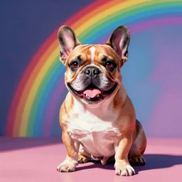 rainbow excited smiling french bulldog. pop art.