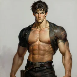 attractive male, character design, painting by gaston bussiere, katsuya terada, frank frazetta, tom of finland, trending on artstation
