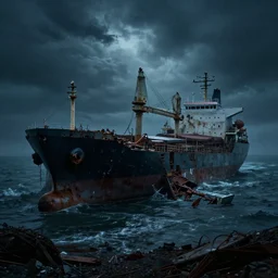 Cargo ship crash site Hoth, moody, spooky, cinematic