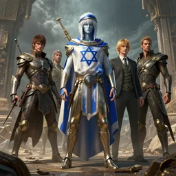 the personification of the country Israel by artgerm and wlop and scott fischer and seb mckinnon, digital art, highly detailed, wide shot, intricate, fantasy, mystical, sharp focus, Trending on Artstation HQ, deviantart, unreal engine 5, 4K UHD image