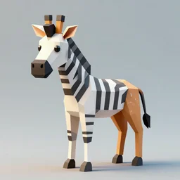 “ low poly, half zebra, half giraffe, 3 d, high quality ”