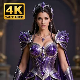 photo of a beautiful strong warrior queen wearing amethyst encrusted armour, highly detailed, 4 k, hdr, smooth, sharp focus, high resolution, award - winning photo