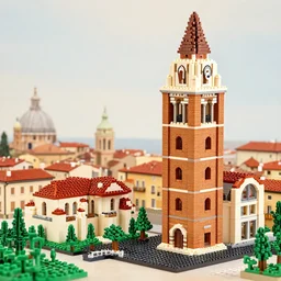 mar bologna made completely of legos, tower degli asinello and garisenda