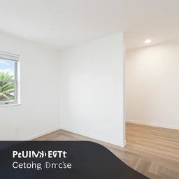 real estate promotional photography, white walls, well lit.