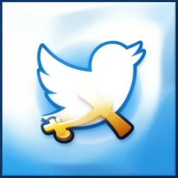 the sickle and the hammer, twitter logo version, flag, illustration, digital