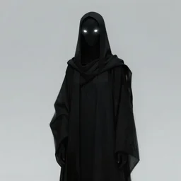 a character concept of an eternal god wearing a black robe with glowing white eyes, digital art, trending on artstation, alvar aalto, ultra - detailed