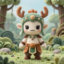 symmetry!, wide angle dynamic portrait of a chibbi zulu warrior in a futuristic zen jungle heaven, macrophotography, felt texture, amigurumi by mark ryden and todd schorr and mark davis and zdislaw beksinski in a surreal lowbrow style, digital paint, matte paint, vivid synthwave colors, breathtaking landscape