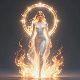 liquid fire, magical halo of light, riley bridget, concept art, art nouveau, reylia slaby, peter gric, trending on artstation, volumetric lighting, cgsociety