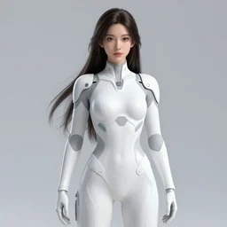 octane render, portrait of beautiful long hair woman wearing futuristic streamlined and tight white gear, preparing for combat, intricate, elegant, glowing lights, highly detailed, digital painting, artstation, glamor pose, concept art, smooth, sharp focus, illustration, art by wlop and greg rutkowski