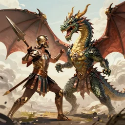 gladiator fighting dragon, devianart, by LiamRSharps