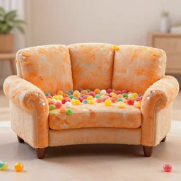 sofa made out of candy, glossy, realistic, detailed,