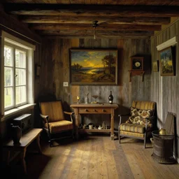 rustic swedish cottage interiora, art by anders zorn, wonderful masterpiece by greg rutkowski, beautiful cinematic light, american romanticism thomas lawrence, greg rutkowski rule of thirds, golden ratio