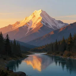sunrise mountain water digital art by arti chauhan trending on artstation