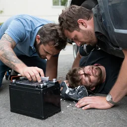 a car battery crushed a man