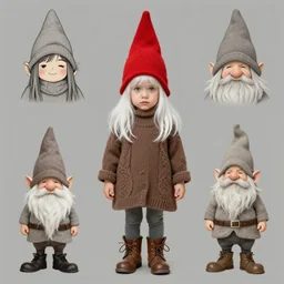 concept art of real life gnome girl with white hair and red pointy hat in the style of wool and sakimichan and Ross Tran