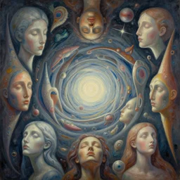 the dream vortex consumes the hope of mankind, fantasy, art, deviant art, painting, detailed, faces, forms, shapes