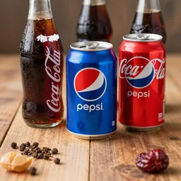 a collaboration soda between coke and pepsi, a can of coca - pepsi, high quality food photography, food photo shoot