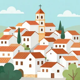 A Spanish village. Flat digital art.