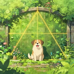 over the garden wall, dog, happy, high intricate details, rule of thirds, golden ratio, cinematic light, anime style, graphic novel by fiona staples and dustin nguyen, by beaststars and orange, peter elson, alan bean, studio ghibli, makoto shinkai