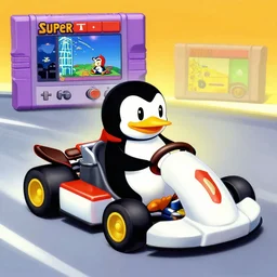 Super penguin kart, super nintendo game box art
