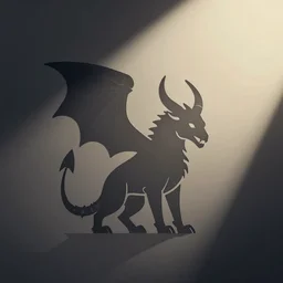 a minimal line drawing of demon, 2d vector graphics, lucid gradients