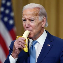 joe biden with a mullet eating a banana