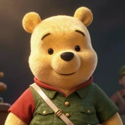 winnie the pooh as a chinese soldier