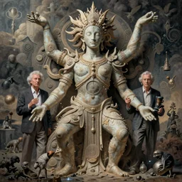 birth of a psion surrealist art in the styles of igor morski, jim warren, and rob gonsalves, intricate, hyperrealistic, volumetric lighting
