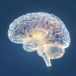 a beautiful painting of a translucent brain made of glass with glowing lights on the inside, epic composition, rendered in arnold, by thomas kinkade, raphael lacoste, makoto shinkai, expansive view, rule of thirds golden ratio clean, light effect, 8 k, maya renderer, unreal engine
