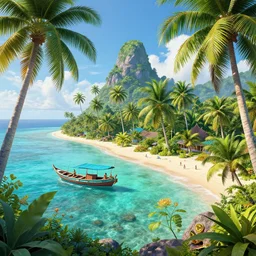 tropical paradise, 4 k, intricate detailed, jaw dropping, gorgeous