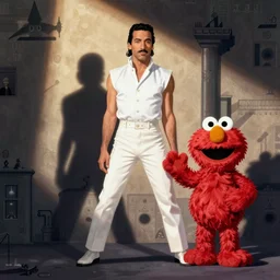 freddy mercury in sesame street with elmo