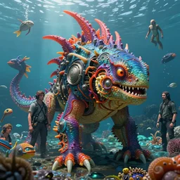 a colorful sci fi sea creature fauna concept creature by neville page, ken barthelmey, karol bak, james jean, tom bagshaw, sharp focus, trending on artstation, cinematic lighting, hyper realism, octane render, 8 k, hyper detailed, vivid, ultra detailed, highly detailed, zbrush, concept art, creature design