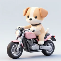 a puppy riding a motorcycle