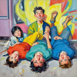 greg manchess portrait comical faces of peole falling on the ground, organic painting, sunny day, matte painting, bold shapes, hard edges, street art, trending on artstation, by huang guangjian, gil elvgren, ruan jia, randy vargas, greg rutkowski