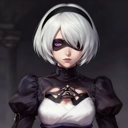 A realistic anime portrait of a beautiful 2B from Nier Automata with a human face wearing a kimono, digital painting, by Stanley Artgerm Lau, WLOP, and Rossdraws, digtial painting, trending on ArtStation, deviantart
