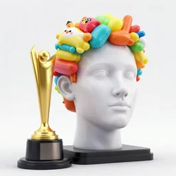 a long shot of a giant award winning sculpture of a human head made out of inflatable toys on the surface of the ocean, in the style of chad knight, hyper detailed, hyper realistic, ray tracing, 8 k resolution, sharp focus, realistic water