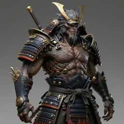 a samurai strange creature by justin gerard, concept art, creature design, sharp focus, trending on artstation, hyper realism, 8 k, hyper detailed, ultra detailed, highly detailed,