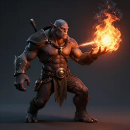 a portrait of dark orc casting fire - ball and shoot it, cyberpunk concept art, trending on artstation, highly detailed, intricate, sharp focus, digital art, 8 k