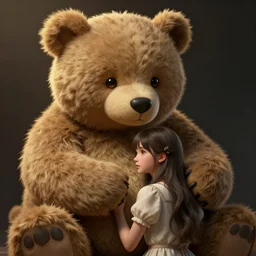 mean fluffy teddybear protecting girl, dystopian, sci-fi, extremely detailed, digital painting, sculpted in zbrush, artstation, concept art, smooth, sharp focus, illustration, chiaroscuro lighting, golden ratio, incredible art by artgerm and greg rutkowski and alphonse mucha and simon stalenhag