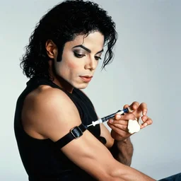 photo of michael jackson injecting a drug into his arm